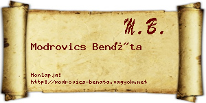 Modrovics Benáta névjegykártya